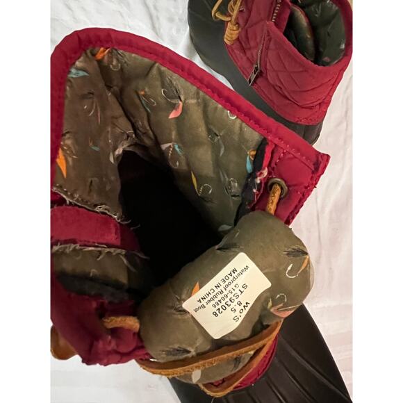 Sperry Top-Sider Women’s Quilted Duck Boots Waterproof Size 8.5 Burgundy Zip - Picture 6 of 7